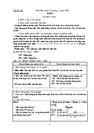 Kế hoạch bài dạy Chương trình Lớp 4 - Tuần 25 năm học 2021-2022 (Đoàn Thị Mai Hoa)