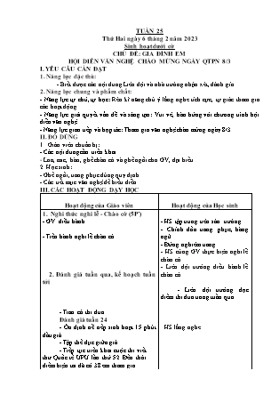 Kế hoạch bài dạy Chương trình Lớp 4 - Tuần 25 năm học 2022-2023 (Lê Thị Chinh)
