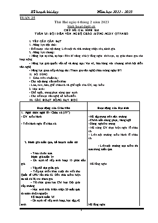 Kế hoạch bài dạy Chương trình Lớp 4 - Tuần 25 năm học 2022-2023 (Đoàn Thị Mai Hoa)