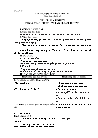 Kế hoạch bài dạy Chương trình Lớp 4 - Tuần 26 năm học 2022-2023 (Từ Thị Lý)
