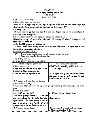Kế hoạch bài dạy Chương trình Lớp 4 - Tuần 27 năm học 2021-2022 (Nguyễn Thị Bình)