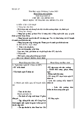 Kế hoạch bài dạy Chương trình Lớp 4 - Tuần 27 năm học 2022-2023 (Từ Thị Lý)