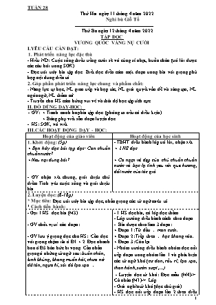 Kế hoạch bài dạy Chương trình Lớp 4 - Tuần 28 năm học 2021-2022 (Đoàn Thị Mai Hoa)