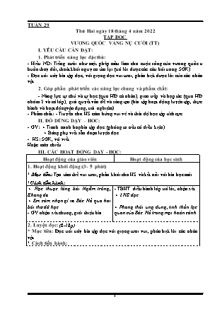 Kế hoạch bài dạy Chương trình Lớp 4 - Tuần 29 năm học 2021-2022 (Đoàn Thị Mai Hoa)