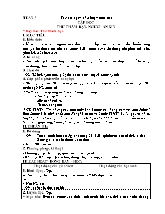 Kế hoạch bài dạy Chương trình Lớp 4 - Tuần 3 năm học 2021-2022 (Đoàn Thị Mai Hoa)