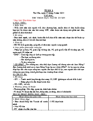 Kế hoạch bài dạy Chương trình Lớp 4 - Tuần 3 năm học 2021-2022 (Nguyễn Thị Bình)