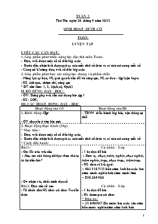 Kế hoạch bài dạy Chương trình Lớp 4 - Tuần 3 năm học 2022-2023 (Lê Thị Chinh)