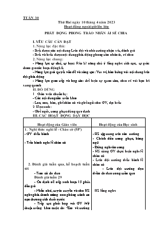 Kế hoạch bài dạy Chương trình Lớp 4 - Tuần 30 năm học 2022-2023 (GV Từ Thị Lý)