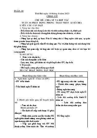 Kế hoạch bài dạy Chương trình Lớp 4 - Tuần 30 năm học 2022-2023 (Đoàn Thị Mai Hoa)
