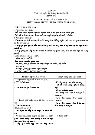 Kế hoạch bài dạy Chương trình Lớp 4 - Tuần 30 năm học 2022-2023 (Lê Thị Chinh)