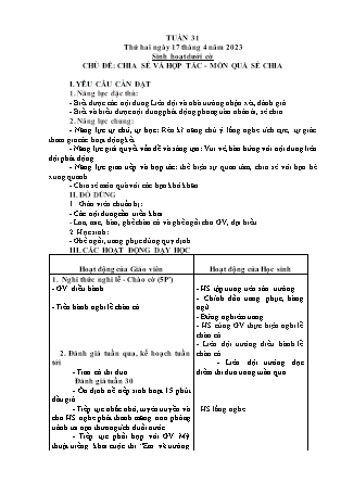 Kế hoạch bài dạy Chương trình Lớp 4 - Tuần 31 năm học 2022-2023 (Lê Thị Chinh)