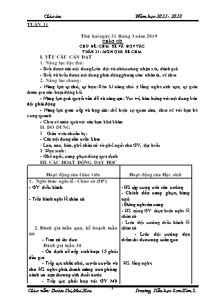 Kế hoạch bài dạy Chương trình Lớp 4 - Tuần 31 năm học 2022-2023 (Đoàn Thị Mai Hoa)