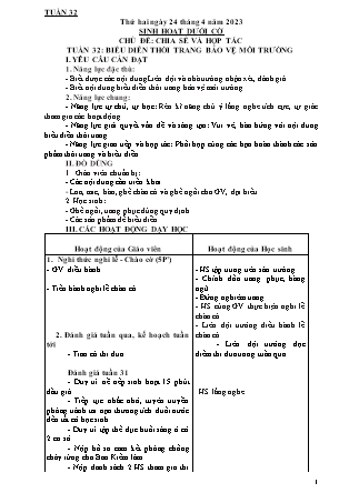 Kế hoạch bài dạy Chương trình Lớp 4 - Tuần 32 năm học 2022-2023 (Đoàn Thị Mai Hoa)