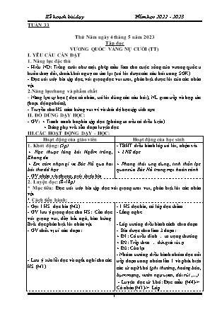 Kế hoạch bài dạy Chương trình Lớp 4 - Tuần 33 năm học 2022-2023 (Đoàn Thị Mai Hoa)