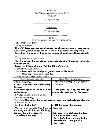 Kế hoạch bài dạy Chương trình Lớp 4 - Tuần 33 năm học 2022-2023 (Lê Thị Chinh)
