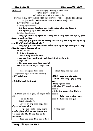 Kế hoạch bài dạy Chương trình Lớp 4 - Tuần 35 năm học 2022-2023 (Đoàn Thị Mai Hoa)