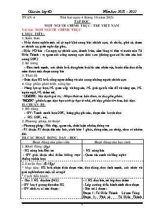Kế hoạch bài dạy Chương trình Lớp 4 - Tuần 4 năm học 2021-2022 (Lê Thị Chinh)
