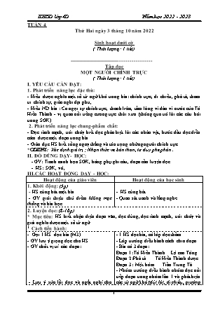 Kế hoạch bài dạy Chương trình Lớp 4 - Tuần 4 năm học 2022-2023 (Từ Thị Lý)