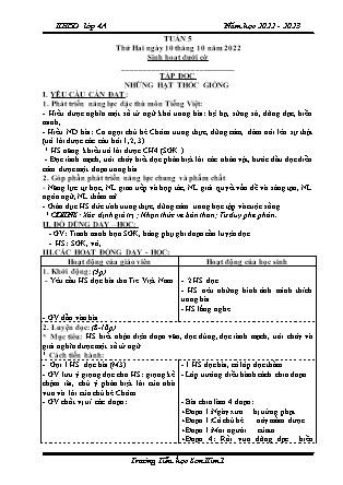 Kế hoạch bài dạy Chương trình Lớp 4 - Tuần 5 năm học 2022-2023 (Lê Thị Chinh)