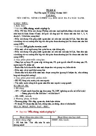 Kế hoạch bài dạy Chương trình Lớp 4 - Tuần 6 năm học 2021-2022 (Lê Thị Chinh)