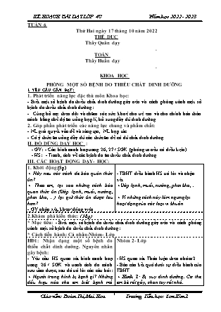 Kế hoạch bài dạy Chương trình Lớp 4 - Tuần 6 năm học 2022-2023 (Đoàn Thị Mai Hoa)