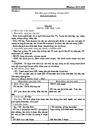 Kế hoạch bài dạy Chương trình Lớp 4 - Tuần 7 năm học 2022-2023 (Từ Thị Lý)