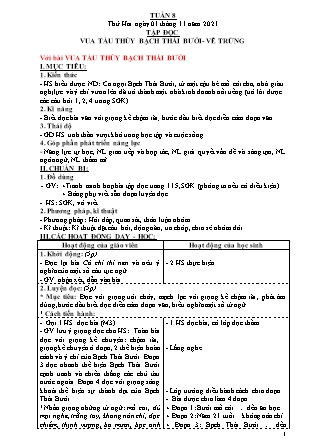 Kế hoạch bài dạy Chương trình Lớp 4 - Tuần 8 năm học 2021-2022 (Nguyễn Thị Bình)