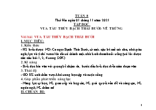 Kế hoạch bài dạy Chương trình Lớp 4 - Tuần 8 năm học 2021-2022 (Lê Thị Chinh)