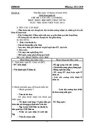Kế hoạch bài dạy Chương trình Lớp 4 - Tuần 8 năm học 2022-2023 (Từ Thị Lý)