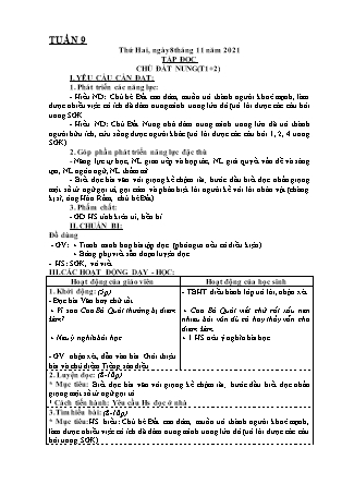 Kế hoạch bài dạy Chương trình Lớp 4 - Tuần 9 năm học 2021-2022 (Nguyễn Thị Diệu Huyền)