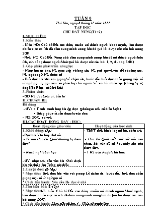 Kế hoạch bài dạy Chương trình Lớp 4 - Tuần 9 năm học 2021-2022 (Nguyễn Thị Bình)