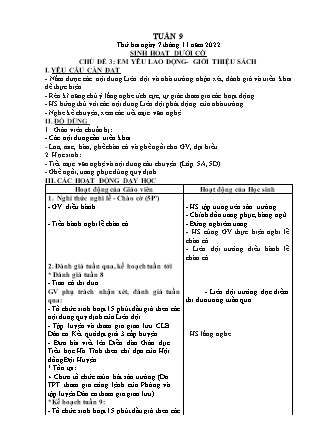 Kế hoạch bài dạy Chương trình Lớp 4 - Tuần 9 năm học 2022-2023 (Lê Thị Chinh)