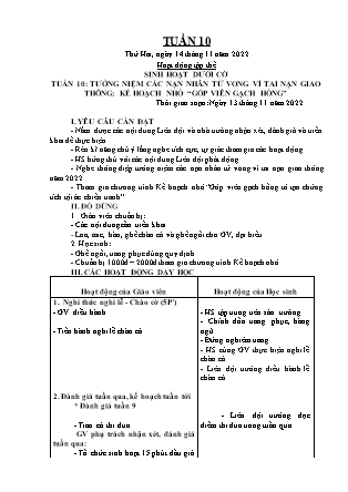 Kế hoạch bài dạy Chương trình Lớp 5 - Tuần 10 năm học 2022-2023 (Lê Thị Thái Hoàn)