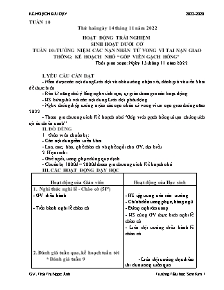 Kế hoạch bài dạy Chương trình Lớp 5 - Tuần 10 năm học 2022-2023 (Thái Thị Ngọc Ánh)