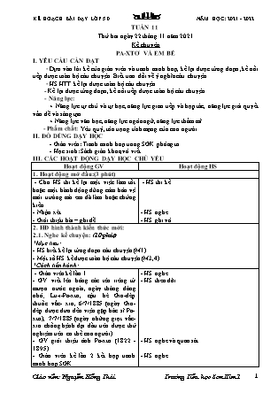Kế hoạch bài dạy Chương trình Lớp 5 - Tuần 11 năm học 2021-2022 (Nguyễn Hồng Thái)
