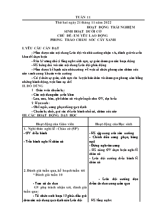 Kế hoạch bài dạy Chương trình Lớp 5 - Tuần 11 năm học 2022-2023 (Nguyễn Hồng Thái)