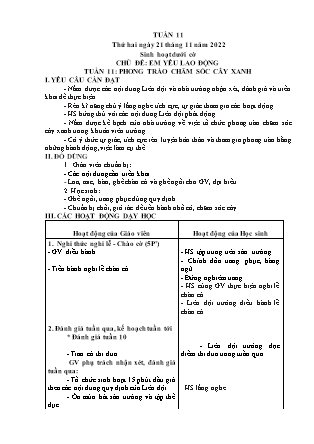 Kế hoạch bài dạy Chương trình Lớp 5 - Tuần 11 năm học 2022-2023 (Đinh Thị Hồng Thúy)