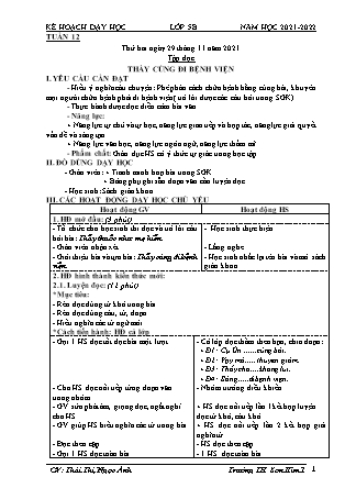 Kế hoạch bài dạy Chương trình Lớp 5 - Tuần 12 năm học 2021-2022 (Thái Thị Ngọc Ánh)