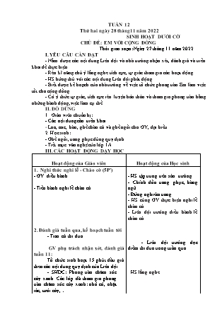 Kế hoạch bài dạy Chương trình Lớp 5 - Tuần 12 năm học 2022-2023 (Nguyễn Hồng Thái)
