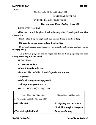 Kế hoạch bài dạy Chương trình Lớp 5 - Tuần 12 năm học 2022-2023 (Thái Thị Ngọc Ánh)
