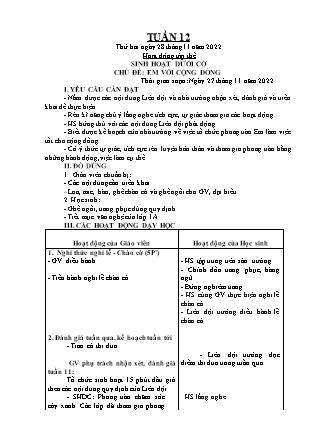 Kế hoạch bài dạy Chương trình Lớp 5 - Tuần 12 năm học 2022-2023 (Lê Thị Thái Hoàn)