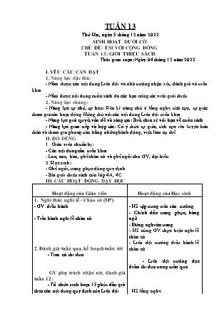 Kế hoạch bài dạy Chương trình Lớp 5 - Tuần 13 năm học 2022-2023 (Lê Thị Thái Hoàn)