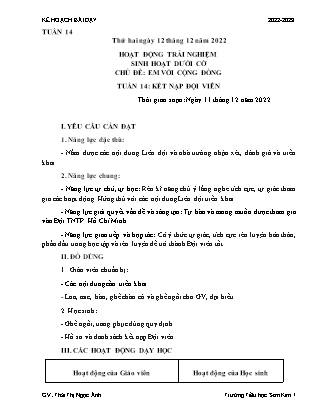 Kế hoạch bài dạy Chương trình Lớp 5 - Tuần 14 năm học 2022-2023 (Thái Thị Ngọc Ánh)