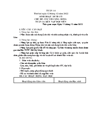 Kế hoạch bài dạy Chương trình Lớp 5 - Tuần 14 năm học 2022-2023 (Đinh Thị Hồng Thúy)