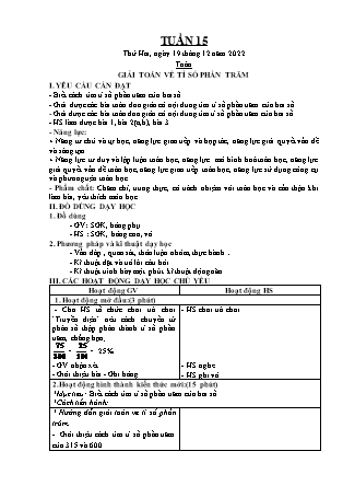 Kế hoạch bài dạy Chương trình Lớp 5 - Tuần 15 năm học 2022-2023 (Lê Thị Thái Hoàn)
