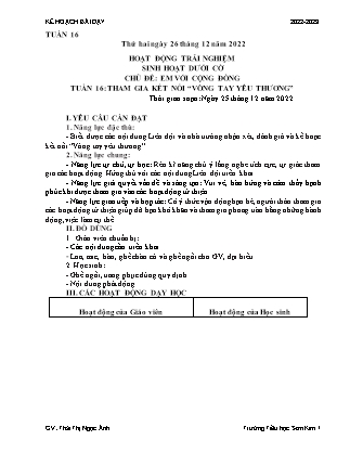 Kế hoạch bài dạy Chương trình Lớp 5 - Tuần 16 năm học 2022-2023 (Thái Thị Ngọc Ánh)