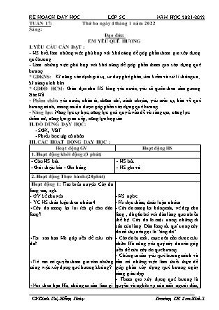 Kế hoạch bài dạy Chương trình Lớp 5 - Tuần 17 năm học 2021-2022 (Đinh Thị Hồng Thúy)