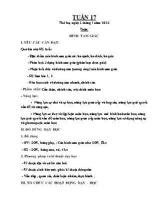 Kế hoạch bài dạy Chương trình Lớp 5 - Tuần 17 năm học 2022-2023 (Lê Thị Thái Hoàn)