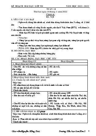 Kế hoạch bài dạy Chương trình Lớp 5 - Tuần 18 năm học 2021-2022 (GV Nguyễn Hồng Thái)