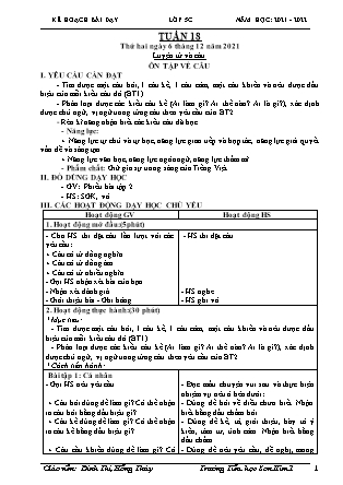 Kế hoạch bài dạy Chương trình Lớp 5 - Tuần 18 năm học 2021-2022 (Đinh Thị Hồng Thúy)